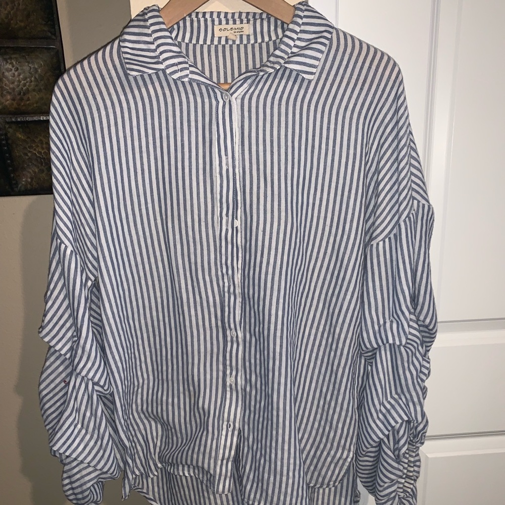 Striped loose button up top